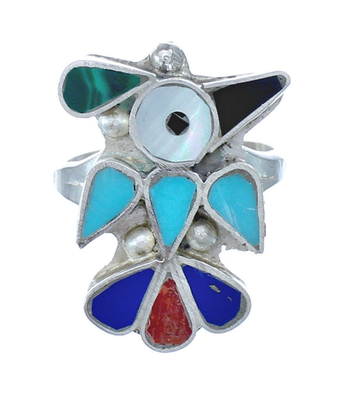 Thunderbird Zuni Multicolor And Sterling Silver Ring Size 6-1/4 AX122522